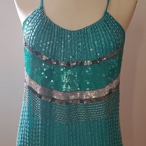 Gorgeous teal beaded Chelsea Flower tank top